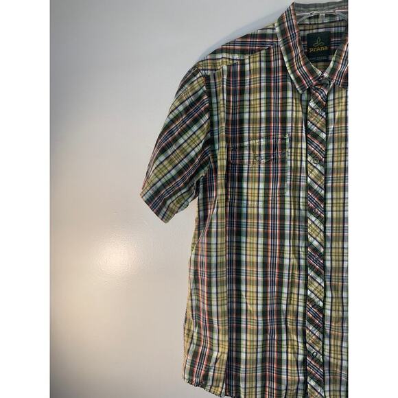 PRANA Men’s Plaid Snap Button Short Sleeve Shirt / Size: XL - Picture 7 of 10